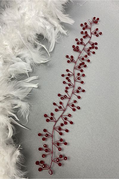 Hobigram Bridal Accessory Burgundy Color Vella Beaded Bridal Crown Hair Accessory – Bridal Accessory, Stylish Design –