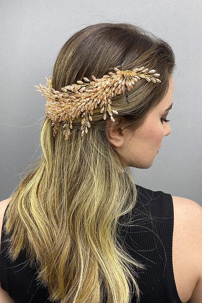 Hobigram Bridal Accessory Light Powder Arya Branch Motif Bridal Hair Accessory with Crystal – Bridal Accessory – Bridal