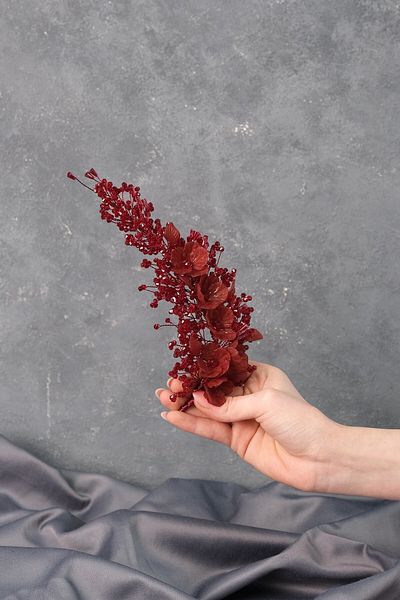Hobigram إكسسوار العروس تاج هينا للعروس مطرز بالزهور من بيرغن باللون الأحمر الداكن - إكسسوار العروس، تصميم أنيق - Geli