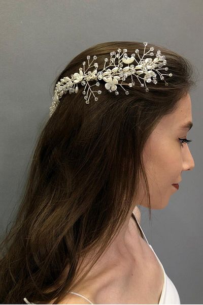 Hobigram Hair Accessory Double-Sided Almond Bead Embroidered Emyy Bridal Hair Accessory – Other Hair Accessories