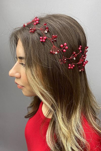 Hobigram Bridal Accessory Red Arya Spring Branch Bridal Hair Accessory – Bridal Accessory, Stylish Design – Bridal
