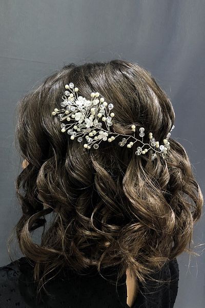 Hobigram Hair Accessory White Helen Hair Accessory with Crystal and Pearl – Other Hair Accessories, Stylish Design – D