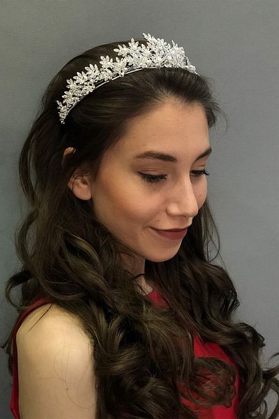 Hobigram Bridal Accessory Kastra Model Silver Color Bridal Crown – Bridal Accessory, Stylish Design, Women's Accessory