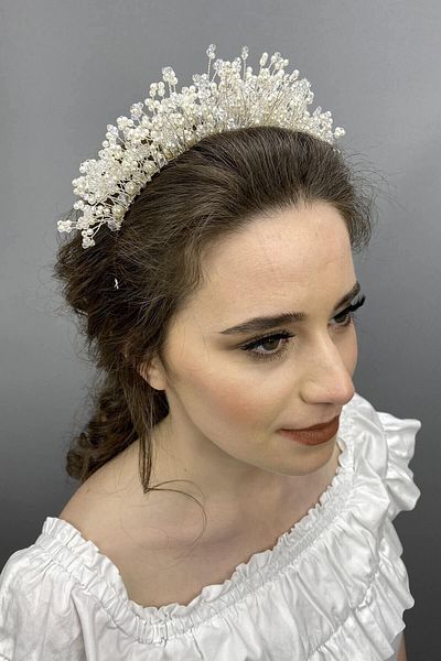 Hobigram Bridal Accessory Cream Sirius Crystal Stone Henna and Bridal Crown – Bridal Accessory, Stylish Design – Bridal