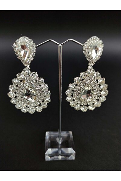 Hobigram مجموعة أقراط حجر الكريستال الأبيض هينا أقراط الزفاف - أقراط بيجوتي، تصميم أنيق - بيجوتي