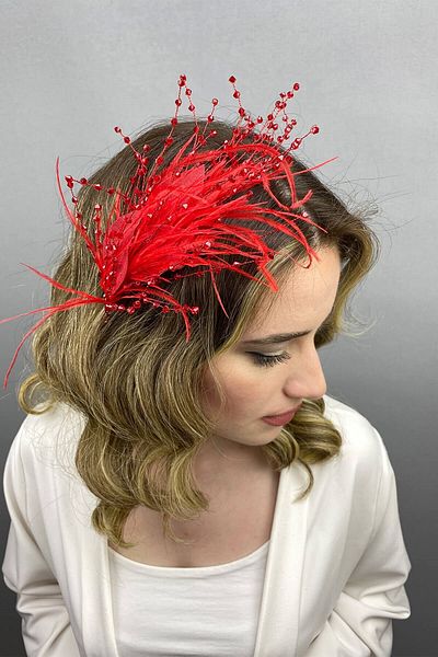 Hobigram Bridal Accessory Red Ala Leaf Model Bridal Henna Crown – Bridal Accessory, Stylish Design – Bridal Accessory