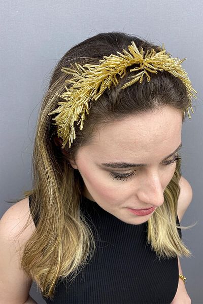 Hobigram Bridal Accessory Golden Yellow Halex Beaded Bridal Hair Accessory – Other Hair Accessories – Other Sa