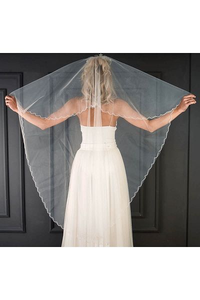 Hobigram Bridal Accessory Bead Embroidered Bridal Veil – Bridal Accessory, Stylish Design, Women's Accessory – Geli