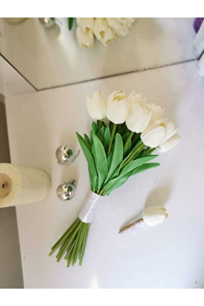 Hobigram En Güzel Gelinlere Islak Lale Beyaz Gelin Buketi Ve Yaka Çiçeği – Ge...