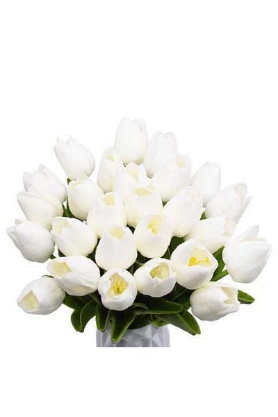 Hobigram Τεχνητό λουλούδι Τεχνητό λουλούδι Wet Tulip Realistic Texture 10pcs White – Τεχνητό & Ξηρό Λουλούδι, Κομψό Σχέδιο – Κάντε