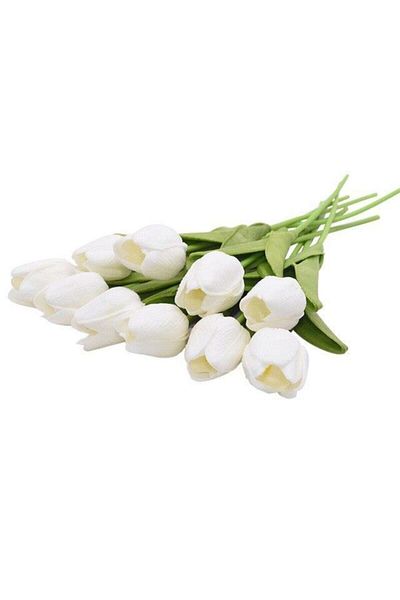 Hobigram Τεχνητό λουλούδι Τεχνητό λουλούδι Wet Tulip Realistic Texture 10pcs White – Τεχνητό & Ξηρό Λουλούδι, Κομψό Σχέδιο – Κάντε