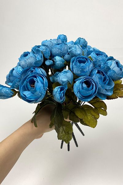 Hobigram Τεχνητό λουλούδι Blue Peony Eren Rose Τεχνητό λουλούδι 3 μάτσα – Τεχνητό & ξηρό λουλούδι, κομψό σχέδιο – τεχνητό λουλούδι