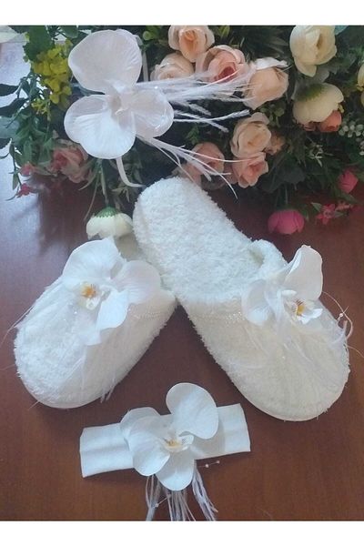 Hobigram Lohsa Sets Orchid Maternity Slippers Crown Bandana Set – Maternity Set, Stylish Design, Women's Accessory – L