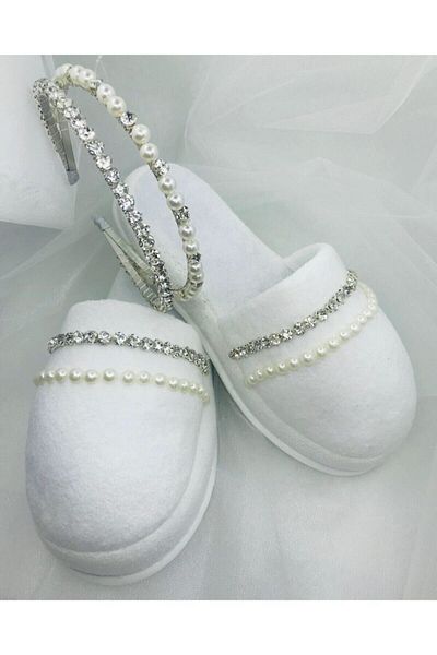 Hobigram Lohsa Sets Women's Crystal Stone Maternity Crown Slippers Set