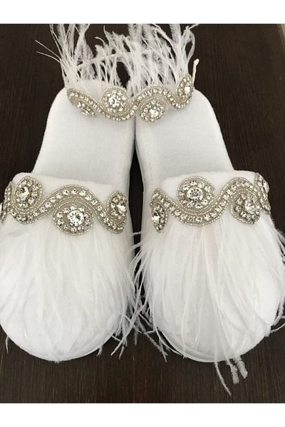 Hobigram Lohsa Sets Women's White Special Stone Crown Slippers Maternity Set – Maternity Set, Stylish Design – Maternity Set