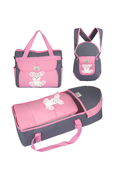 miniklife 3 Lü Bebek Taşıma Seti Mikro Tavşan Kabartmalı Portbebe&bebek Bakım...