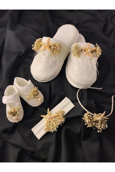 Hobigram Lohsa Sets Starfish Maternity Slippers Crown Set Cream 1090 – Maternity Set, Stylish Design – Maternity Set