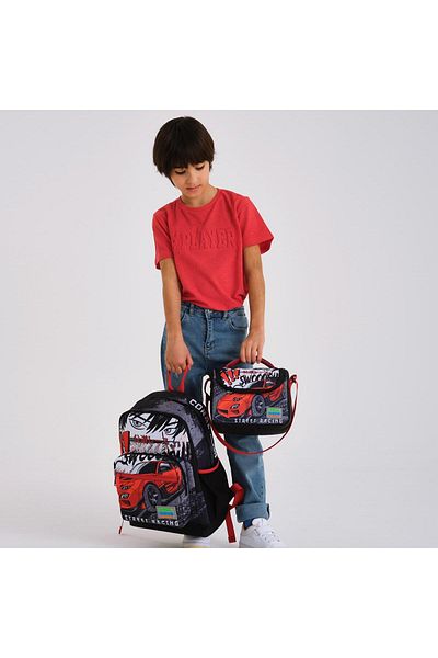 Yaygan Coral High Kids 3-Piece Anime Car Patterned Backpack Set