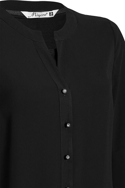 MİYORO Stone Button Detailed Flywheel Sleeve Large Size Women's Shirt