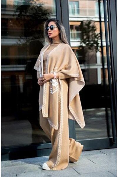 newmisal طقم تريكو بانشو نسائي بنمط عرقي ثلاثي