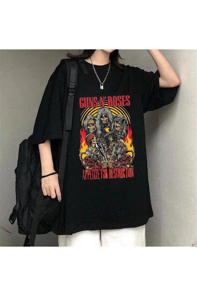 Violon Rock serija Guns N' Roses, crna unisex majica sa štampanjem, veće veli...