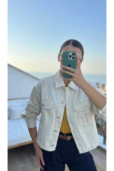 misseale MİSSEALE GOLD BUTTONED GABARDIN JACKET