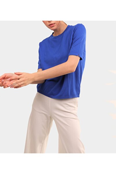 Butik Şans طاقم الرقبة قصيرة الأكمام الأساسية تريكو بلوزة سترة