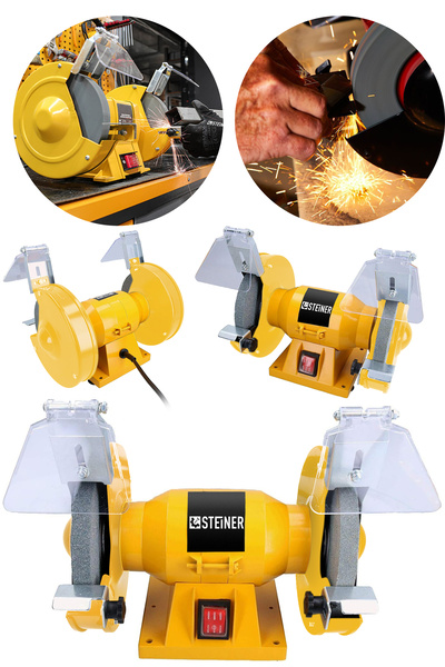 STEİNER Alman 125 mm Turbo 3800 Watt Çark Motoru Zımpara Balta Bıçak Bileme Makinesi Taş Motoru Taşlama Sarı