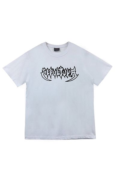 fame-stoned Unisex Λευκό Μπλουζάκι με Στρογγυλή Λαιμόκοψη και Σχέδιο Sepultura