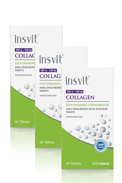 insvit Type 2 Type 3 Collagen Hyaluronic Acid Glucosamine Chondroitin Msm Vitamin C Collagen Tablet 3 Pack