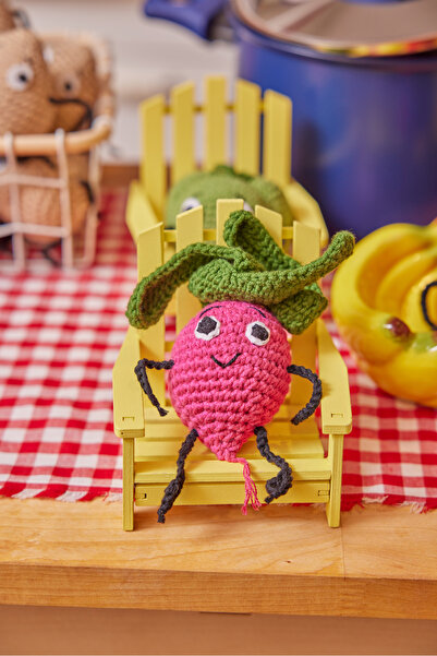 FOKUR FOKUR MUTFAK Organik El Yapımı Örgü Oyuncak Turp 1 Adet