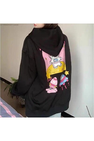 Gofeel سويت شيرت KITTY ASTRONORT SWEAT أسود 3 خيوط راستر ستريتوير هوديي GOFEEL