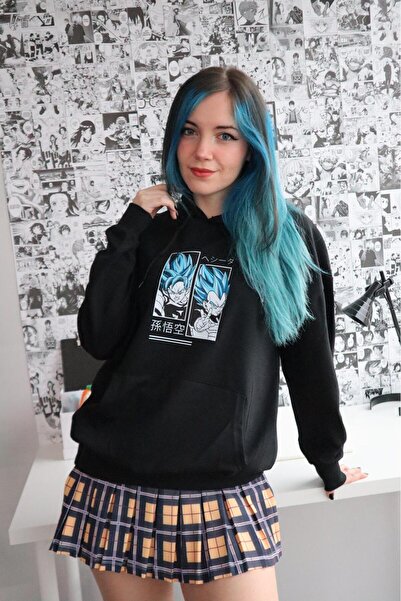 Gofeel بلوزة رياضية من BLUE HAIR ANIME SWEAT 3 خيوط نقطية بغطاء للرأس من Stre...