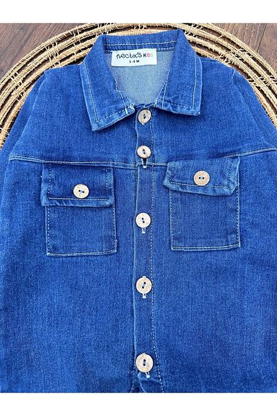 Necix's Seasonal Jeans Jumpsuit with Buttons on the Front and Bottom