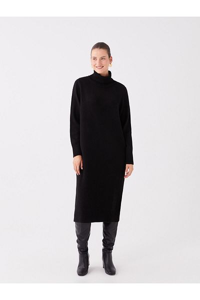 LC Waikiki Oversize Γυναικείο Πλεκτό Φόρεμα - Ζιόν, Μασίφ μακρυμάνικο