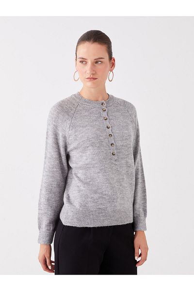 LC Waikiki Women's Knitwear Sweater - Crew Neck, Solid Long Sleeve