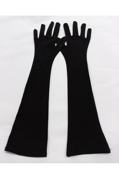 es moda shop قفازات Liya Vintage غير شفافة للحفلات باللون الأسود