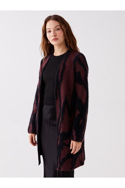 LC Waikiki Shawl Collar Patterned Long Sleeve Women's Knitwear Cardigan