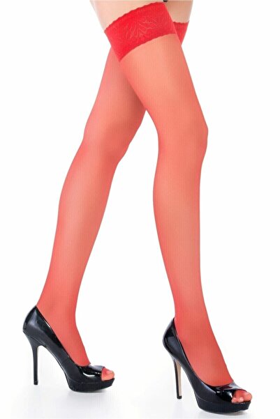 VINIA Fantazi 15 Sjajne tanke providne čarape sa silikonskim podvezicama, Čip...