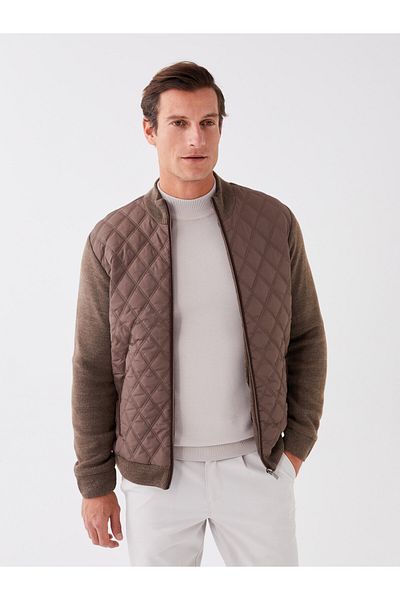 LC Waikiki Men's Knitwear Cardigan - Standard Fit, Stand Collar