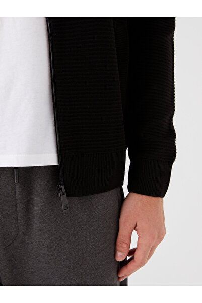 LC Waikiki LCW Casual New Black Standard Mold College Lapel férfi kötöttáru kardigán