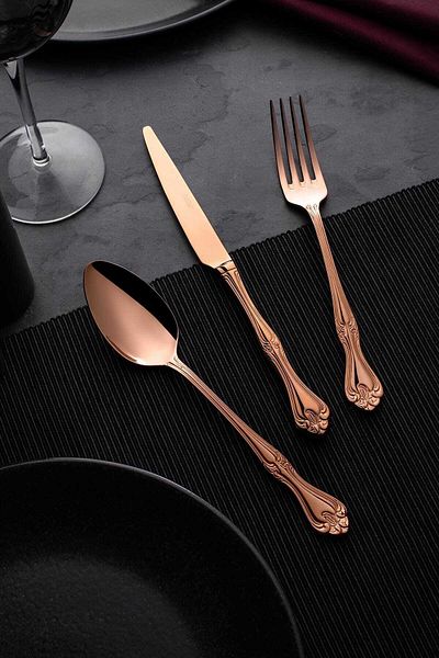 Nehir Lalezar TıtBronze 89P Leather Boxed Fork Spoon Knife Set
