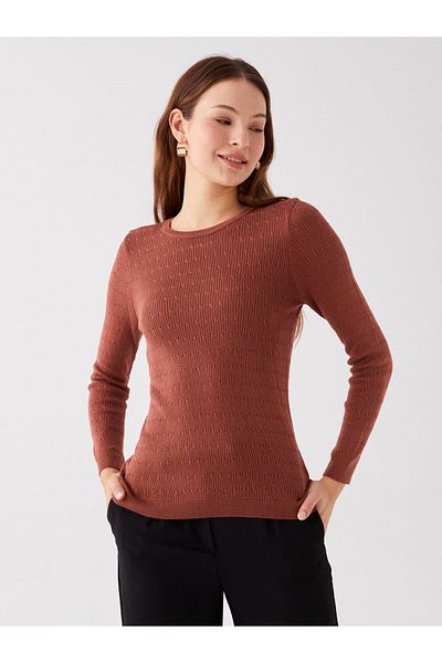 LC Waikiki Pulover de damă cu mânecă lungă și decolteu cu model