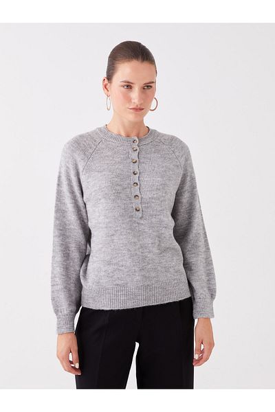 LC Waikiki Women's Knitwear Sweater - Crew Neck, Solid Long Sleeve
