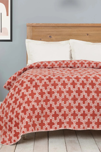 Karaca Home Benita Terracotta Double Cotton Blanket