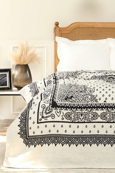 Karaca Home Evelina Black Double Cotton Blanket
