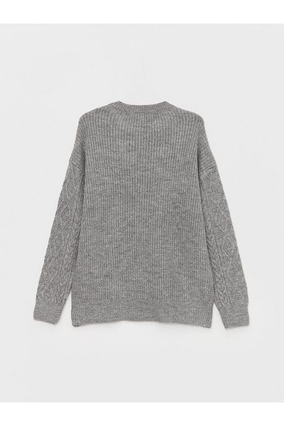 LC Waikiki Long Sleeve Crew Neck Patterned Women's Knitwear Sweater