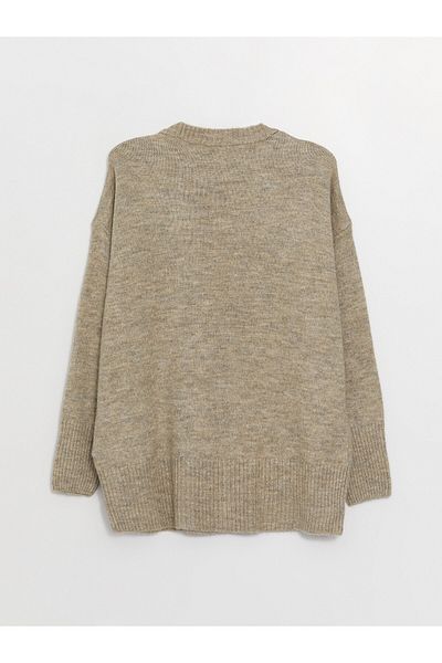 LC Waikiki Oversize dámský pletený svetr Crew Neck Plain Long Sleeve Oversize