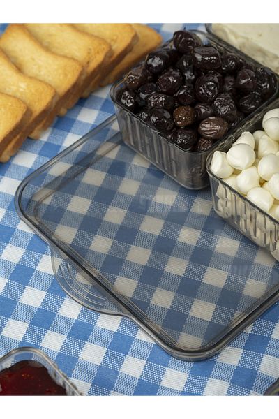 MİLANO HOME Luxury 13 Piece Breakfast Set with Anthracite Tray and 6 Compartments Breakfast Presentation Set with Cover and Tray