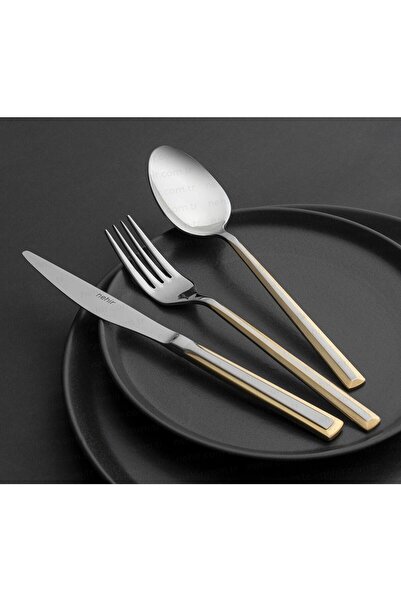 Nehir Milano Altın Saten 84 Parça Kutulu Çatal Kaşık Bıçak Takımı
